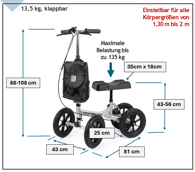 MR 22 Mobi Roll mit Luftreifenpaket | orthopädischer Knieroller Cross Country - B2B mieten!