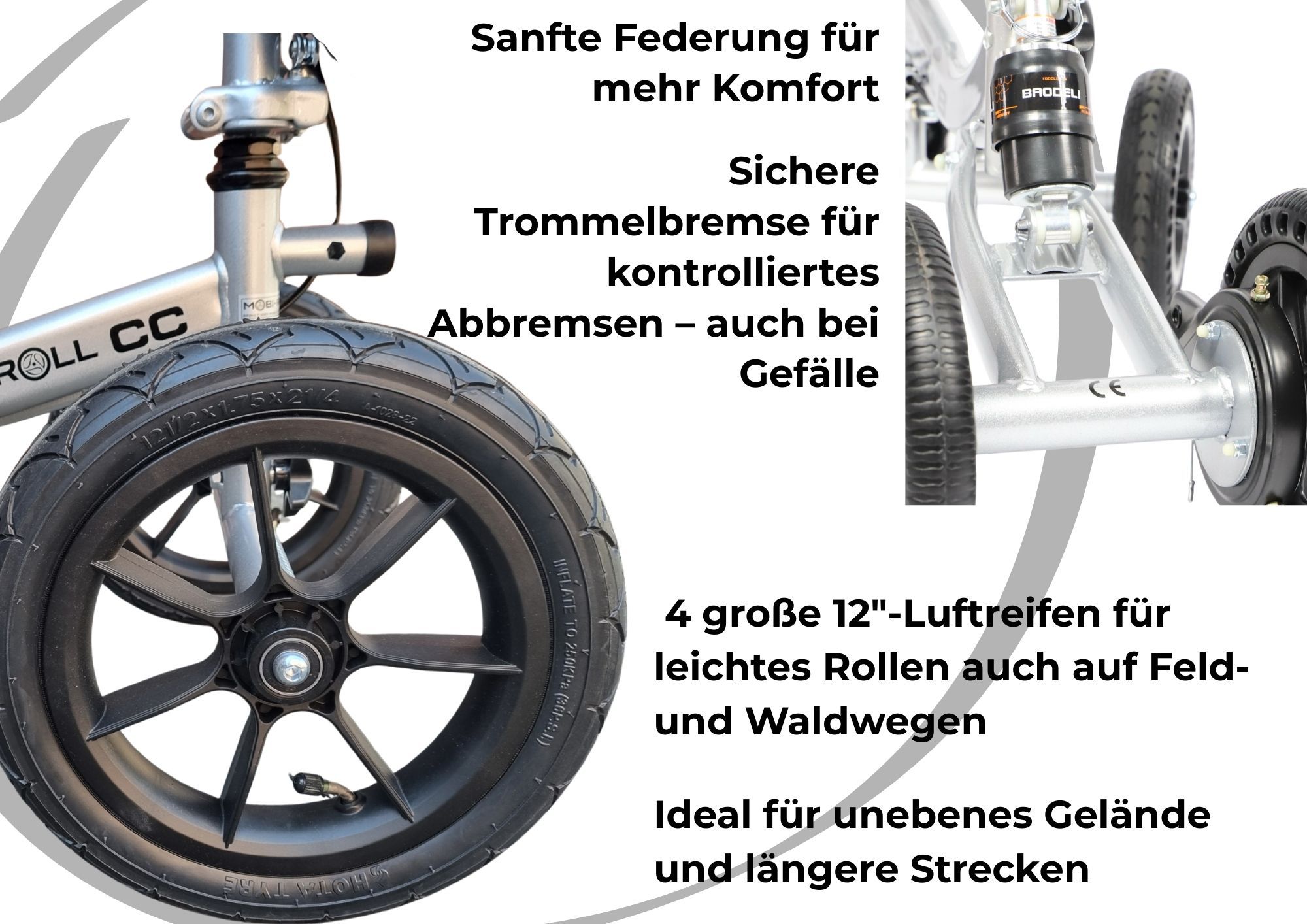 MR 22 Mobi Roll mit Sitzpaket und Luftreifenpaket | Gehhilfe mit Sitz & Luftreifen nach OP - B2B mieten!