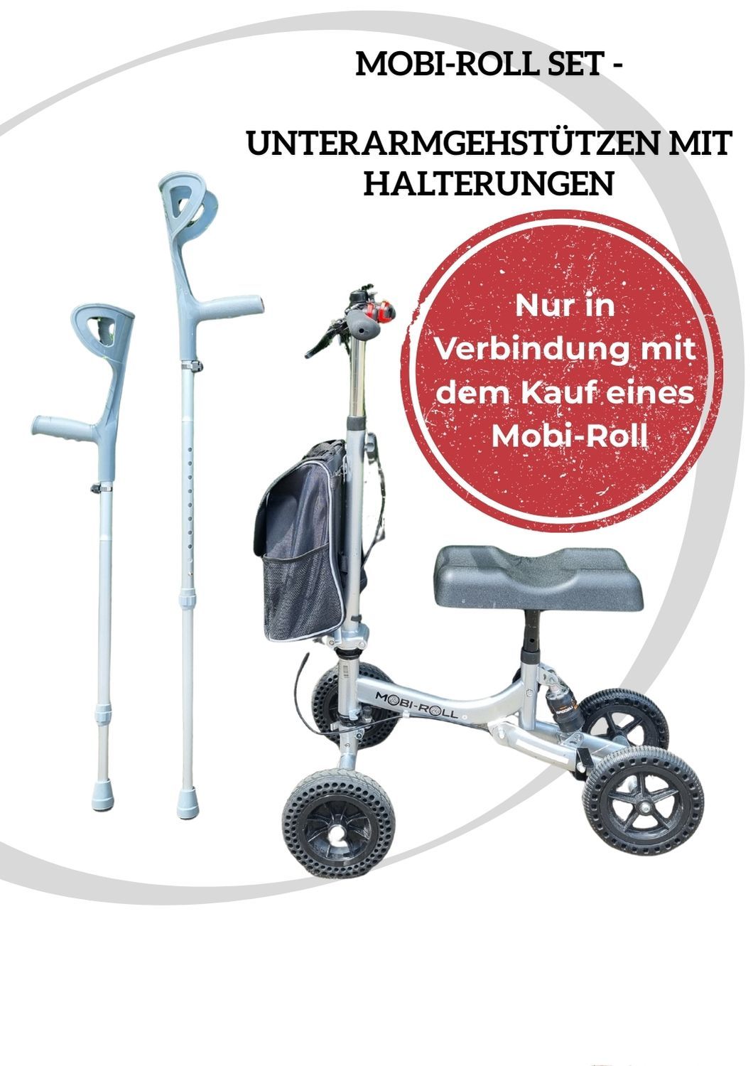 Quad Mobi-Roll Set - Unterarmgehstützen mit Halterungen (Adapter Quad)- Jetzt Kaufen !
