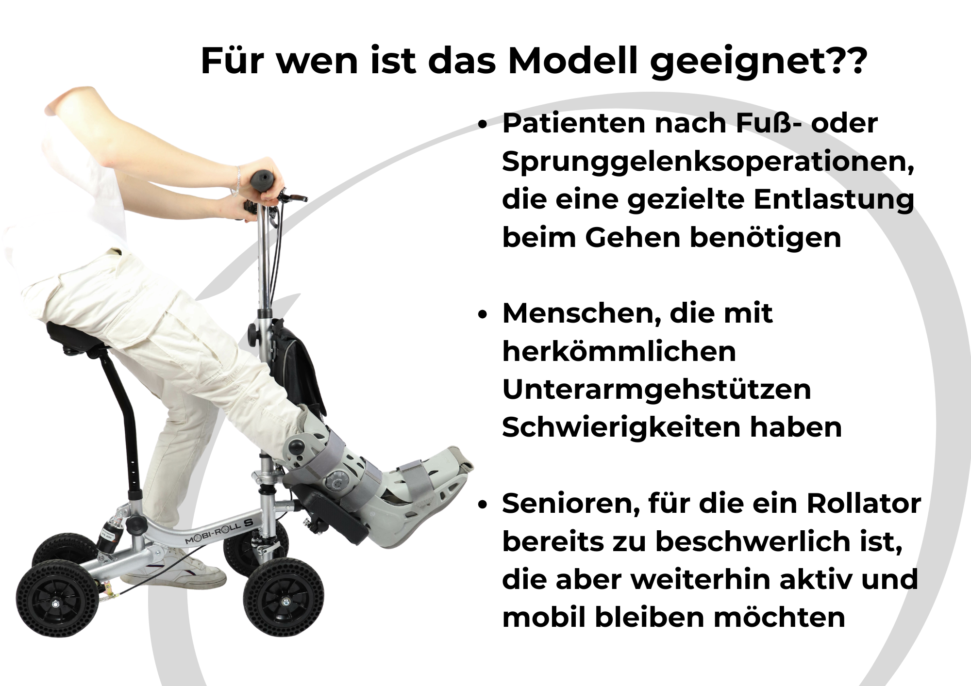 MR 22 Mobi Roll mit Sitzpaket | Sitzroller für Erwachsene & Senioren nach OP - B2B mieten!