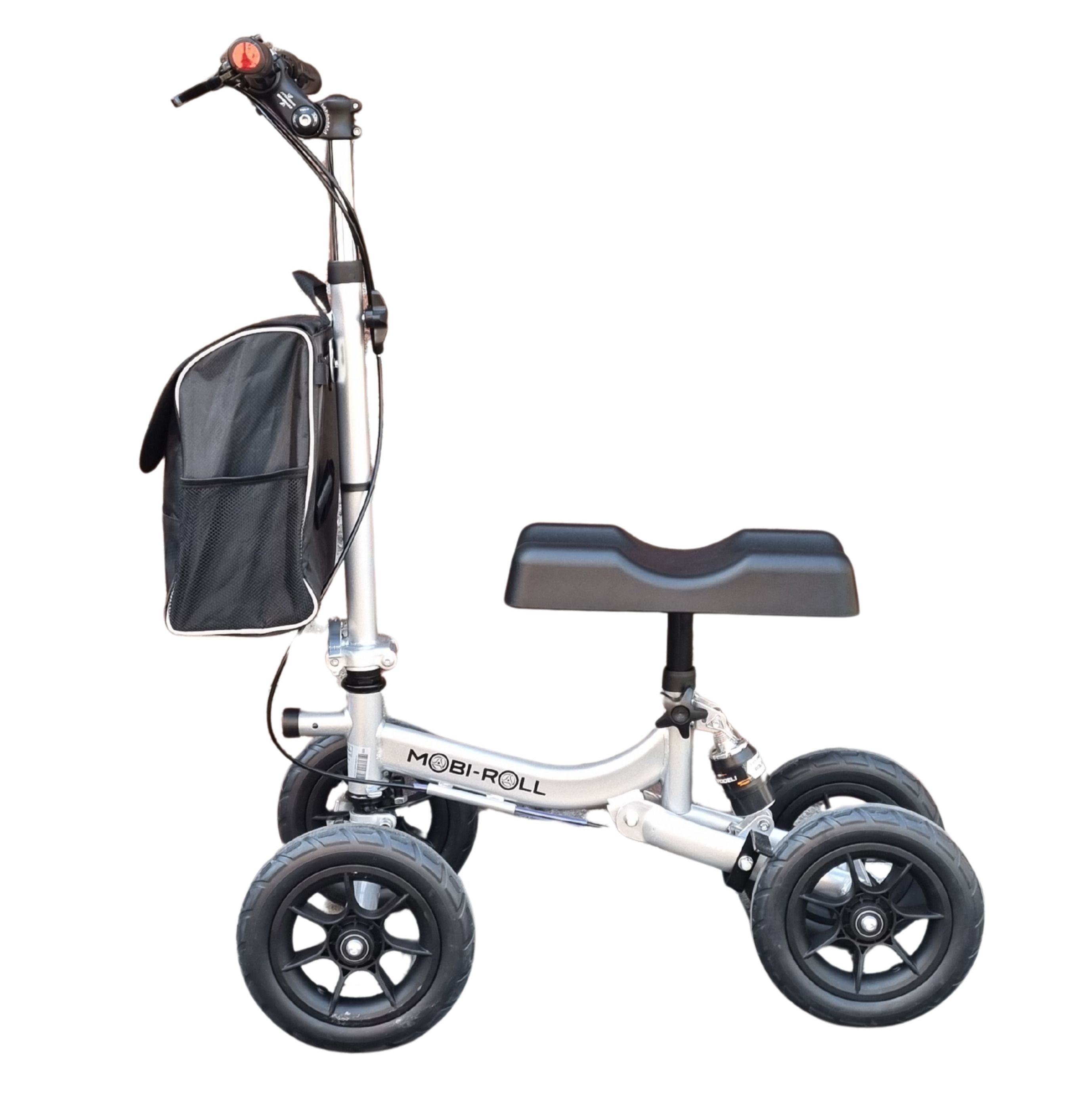 Mobi-Roll MR22 Knieroller mit vier Rädern, gepolsterter Knieauflage, höhenverstellbarem Lenker und Tasche.